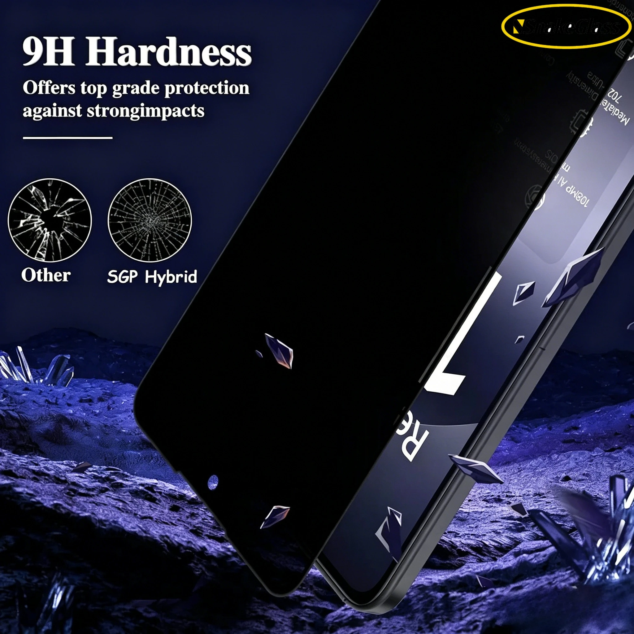 3-teilige Sichtschutzfolie aus gehärtetem Glas für Motorola G86 G82 G72 G55 G56 E40 E22 E14, Anti-Peep- und kratzfester Displayschutz, glatt – Detail 4