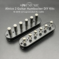 [Pickup DIY Kits] Alnico 2 Humbucker Pickup Kits-Cupronickel Baseplate/ Fixed/Adjustable Pole Piece/4C Cable Pickup Kits