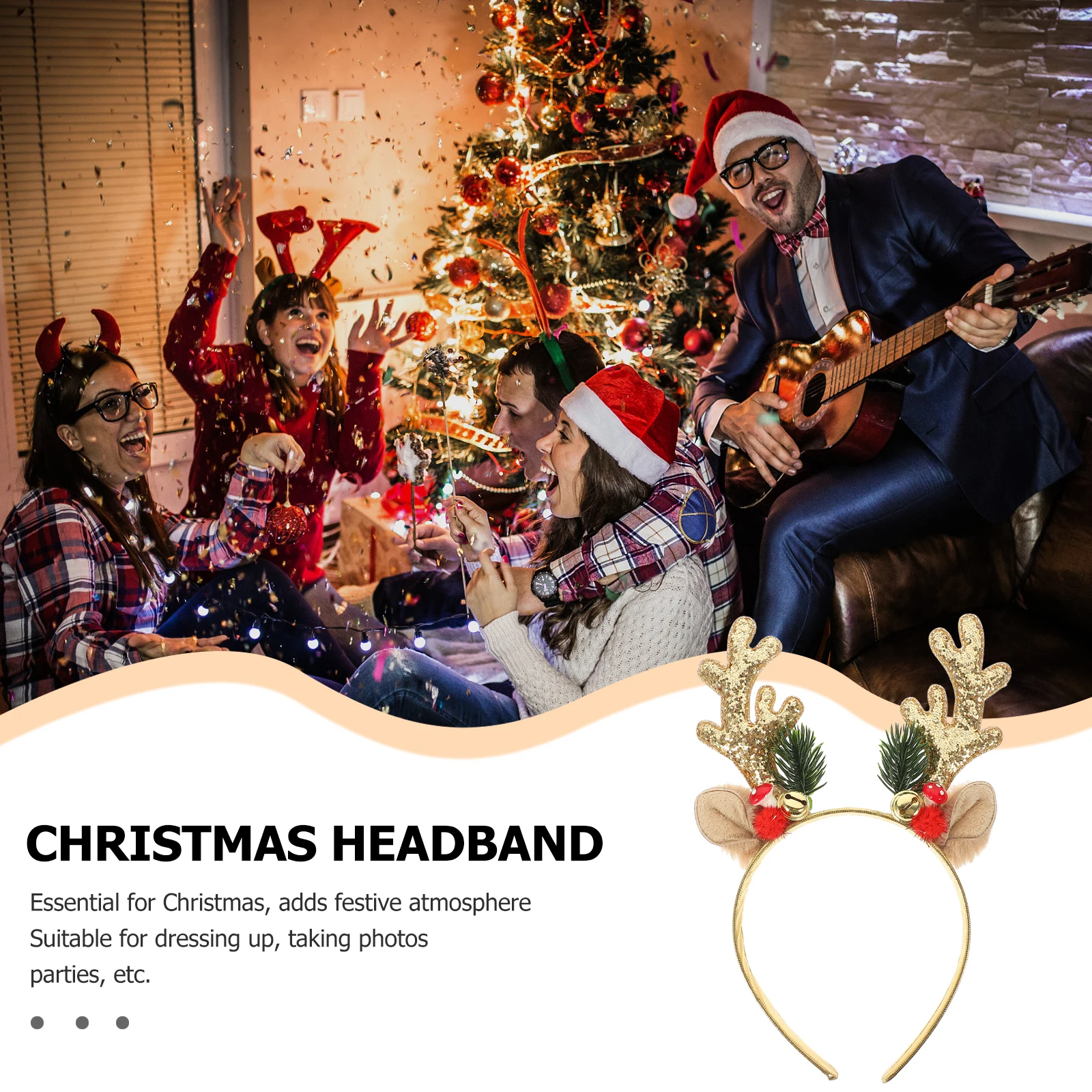 

Antler Headband Reindeer Hair Hoop For Holiday Party Cosplay Xmas Christmas Headband Decor Headdress Accessory