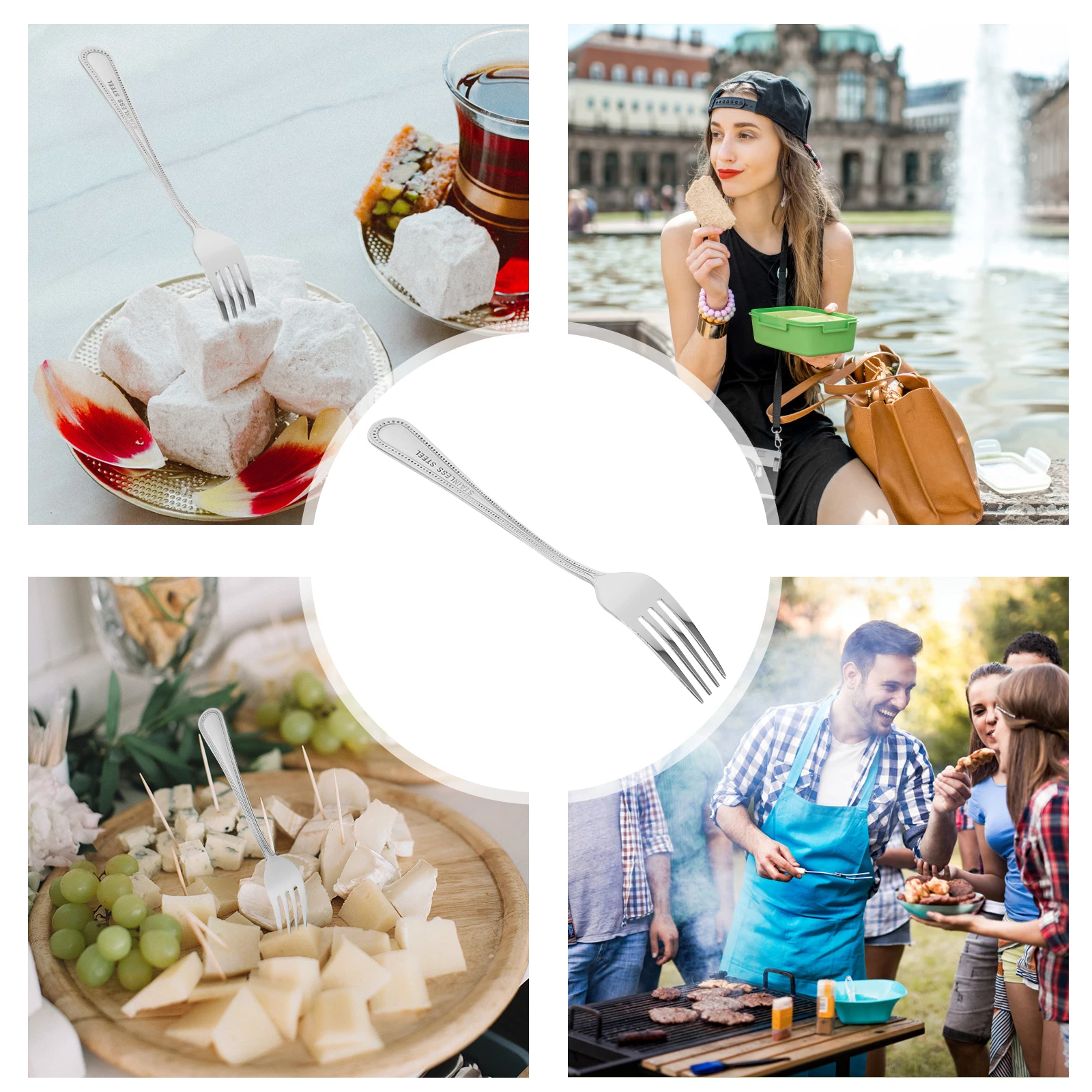 

3pcs Stainless Steel Fruit Small Cake Pastry Dessert Forks Set For Party Home Restaurant Use Food Picks Metal Forks Living Room