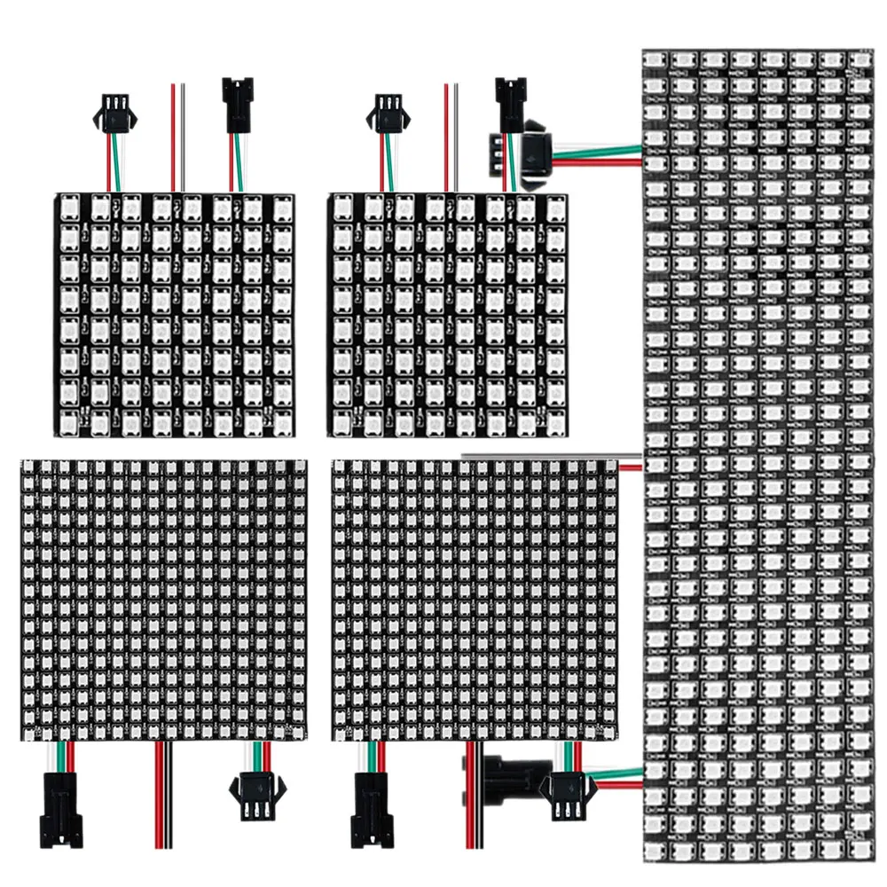 DC5V WS2812B LED パネル個別にアドレス指定可能な WS2812 5050 RGB デジタル柔軟なピクセルモジュールマトリックススクリーンライト 8x8 16x16 8x32