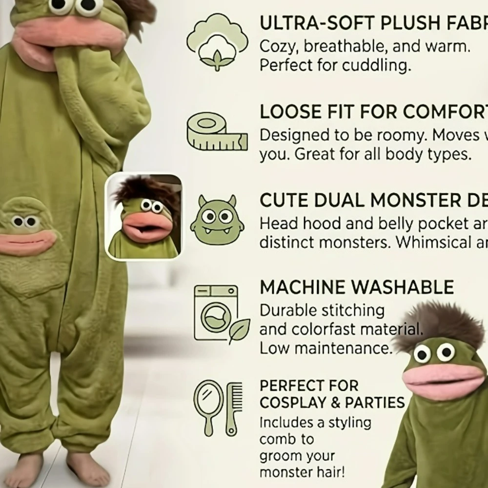 This adorable big mouthed monster wearable blanket hoodie is a soft loose fitting comfortable pullover The warm and cozy hooded