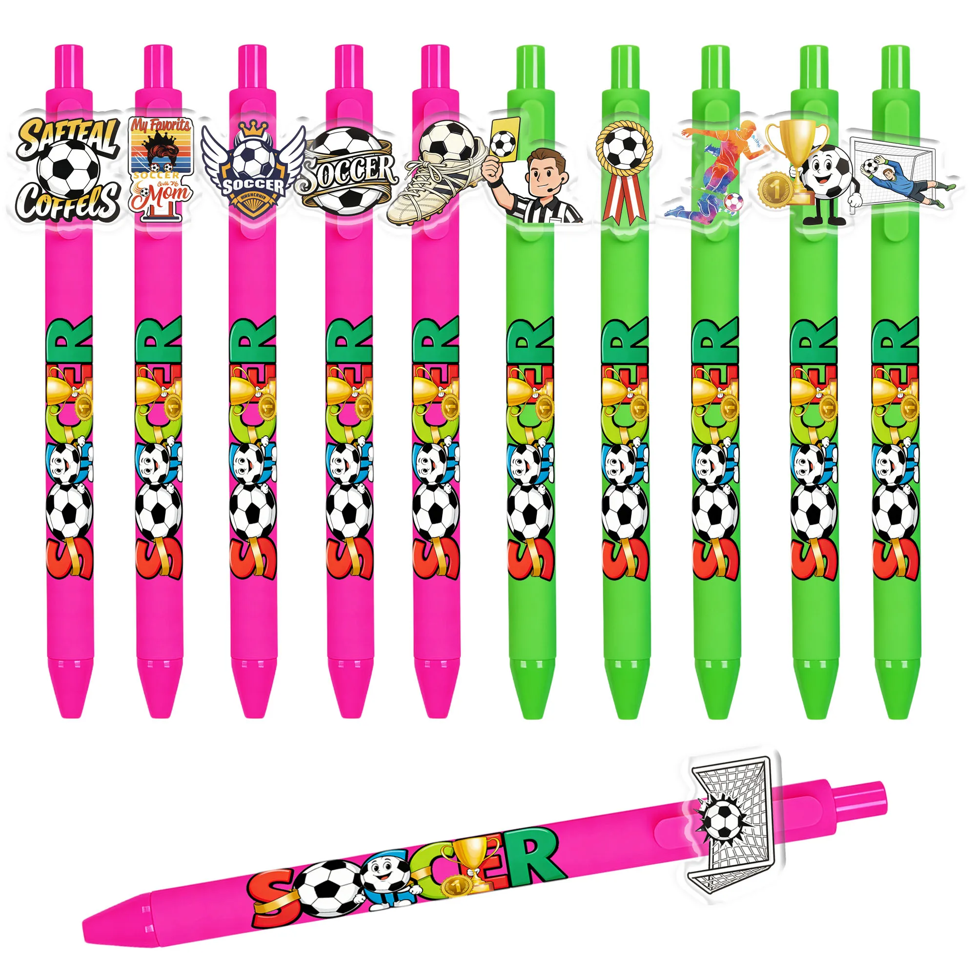 11pcs/16pcs Football Pattern Round-tip Pens, Smooth Writing Black Ink for Students, Sports-themed Stationery