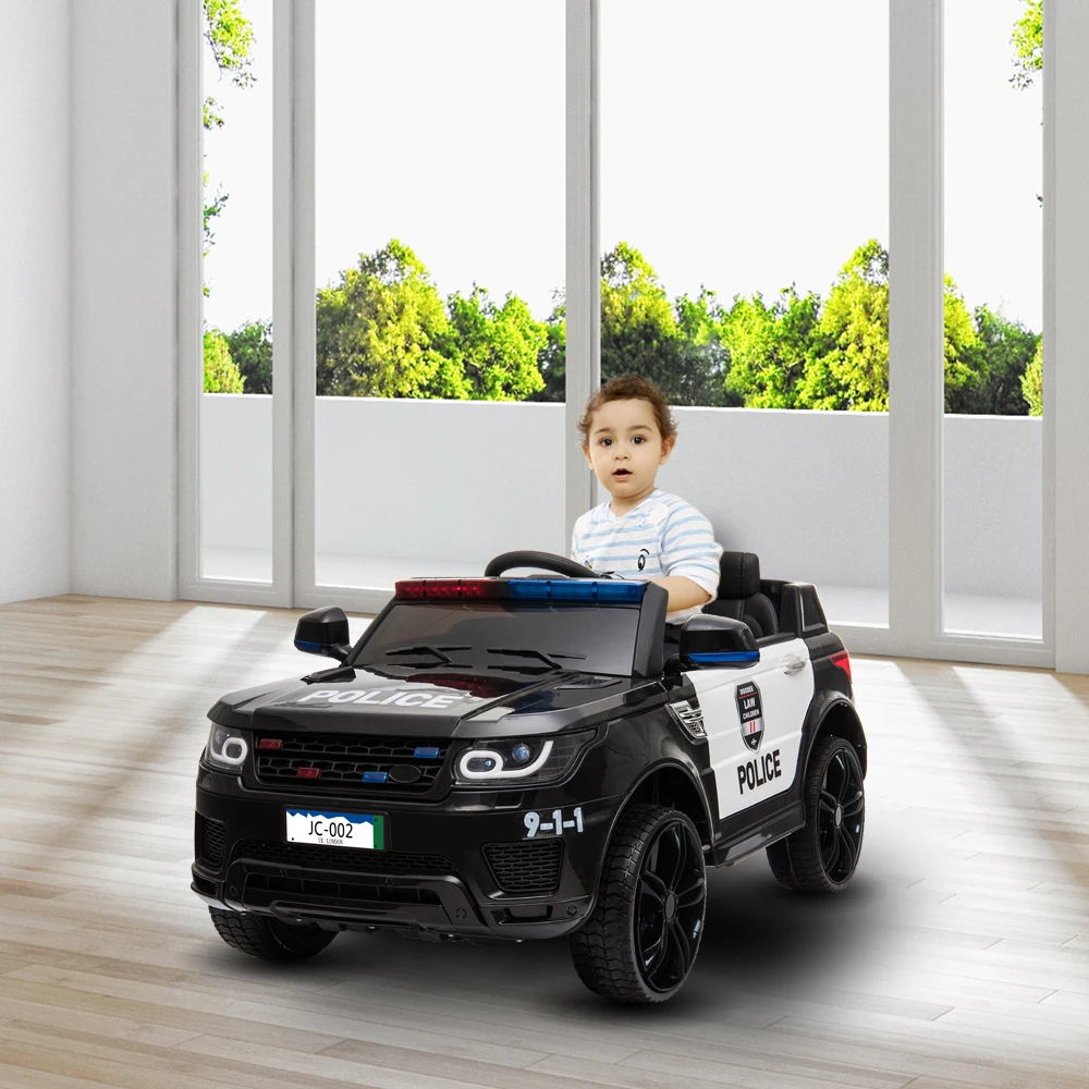 12V Kids Police Ride On Car Electric Cars 2.4G Remote Control, LED Flashing Light, Music & Horn.