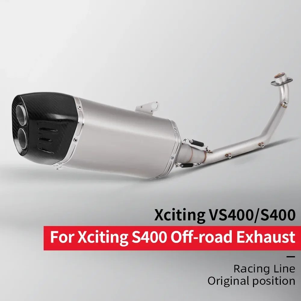 

TF/Motorcycle Exhaust Pipe Escape Refit Quality Full End Link Pipe For Xciting VS400 S400 Carbon Fiber Double Outlet Side Muffle