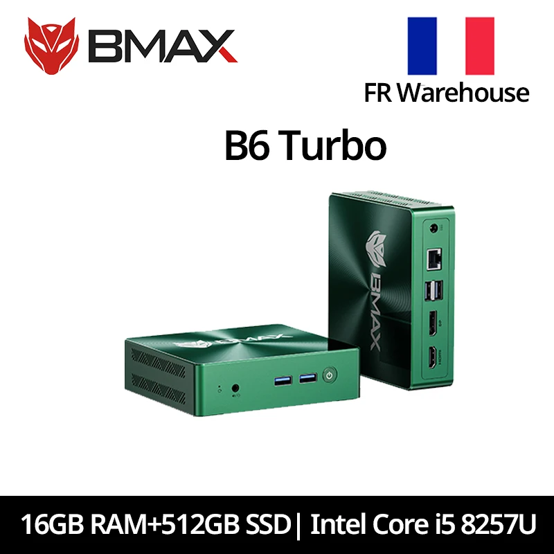 Mini PC BMAX B6 Turbo Intel Core i5 8257U Windows 11 16 Go de RAM 512 Go SSD HDMI USB DP Ethernet Bluetooth WIFI Ordinateur