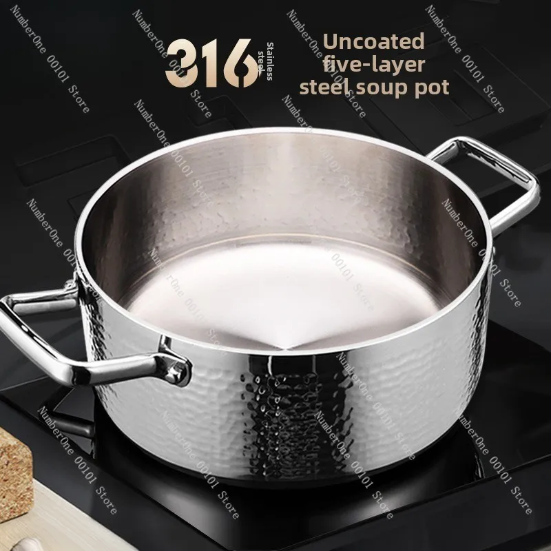 Soup Pot | 316 stainless steel household gas steaming and stew pot, thickened non-stick and large capacity