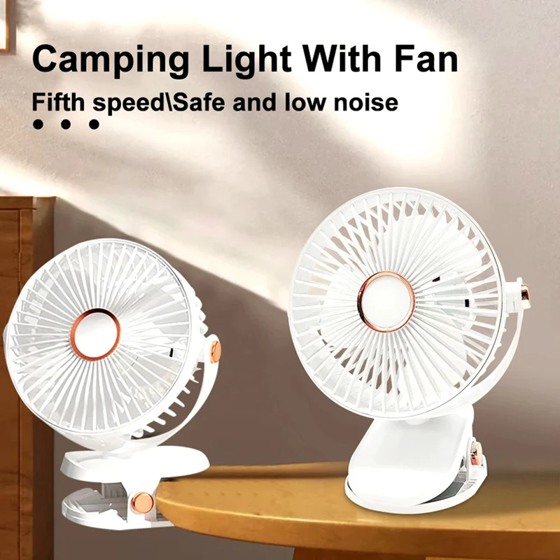 Portable LED Camping Fan With Night Light USB Rechargeable Desk Fan Silent Adjustable For Bedroom Office Outdoor