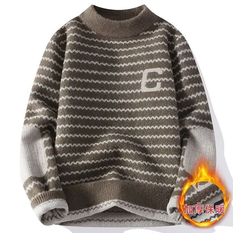 سترة للرجال الكلاسيكية صوف مبطن سميكة الدافئة المشارب رشاقته الدافئة قاعدة طبقة البلوز نصف عالية طوق العصرية سترة غير رسمية #2