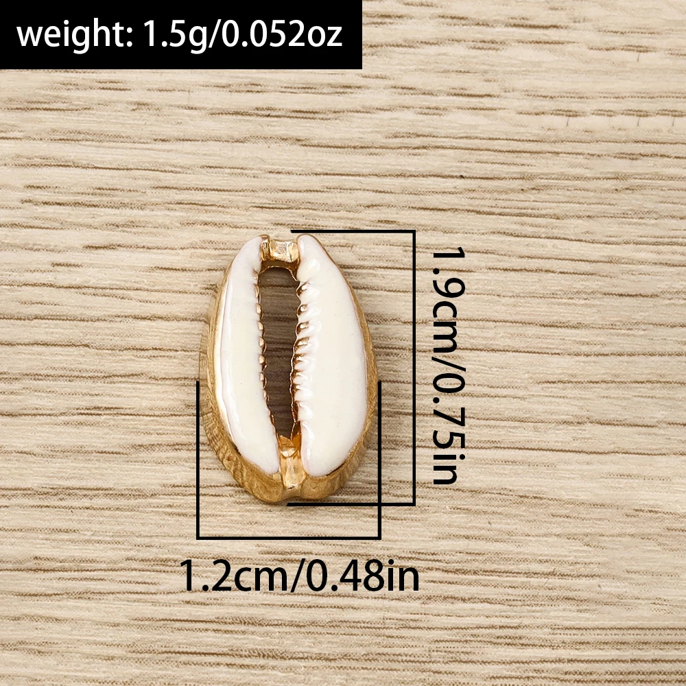 Tusember 30 Stück 12 x 19 mm Legierung, goldfarben, weiße Muschelanhänger, Anhänger für Halsketten, Ohrringe, handgefertigte Schmuckherstellung, DIY – Detail 1