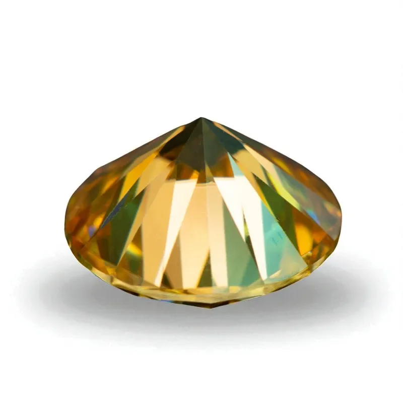 

Moissanite Stone Round Cut Golden Yellow Pass Diamond Tester Charms Jewelry Making Materials With Certificate