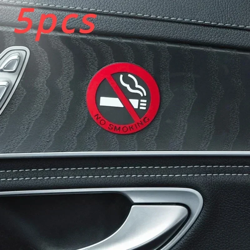 5Pcs/Set No Smoking Car Stickers Styling Round Red Sign Vinyl Sticker for Auto Motorcycle Home Wall Outdoor Car Accessories