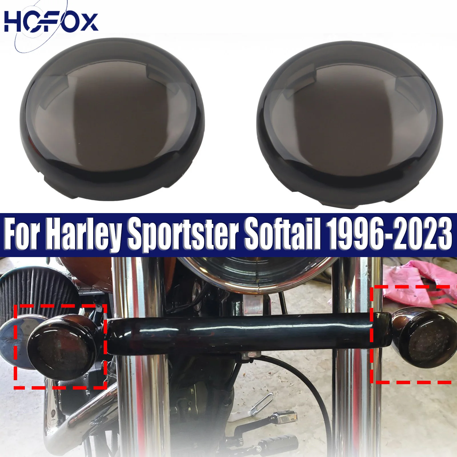 

Motorcycle Flat Turn Signal Light Lens Cover For Harley Sportster Softail 1996-2023