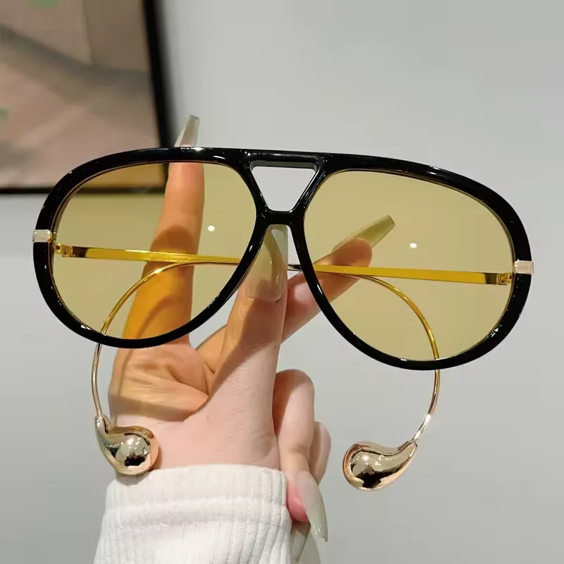 2025 جديد فاخر العلامة التجارية مصمم المتضخم النظارات الشمسية النساء الرجال شعبية خمر نظارات شمسية فاسق جسر مزدوج النظارات #3