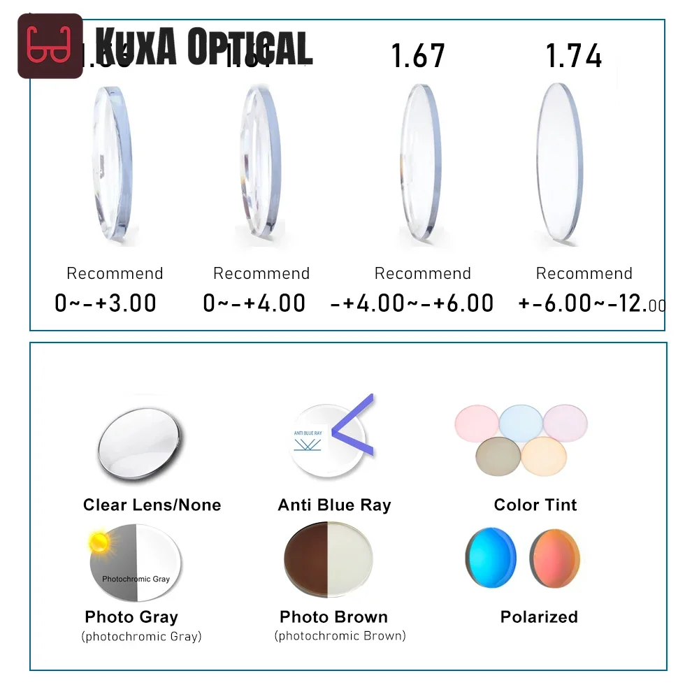 KUXA جديد خمر خلات إطار نظارات من التيتانيوم مع العدسات الطبية قصر النظر القراءة النظارات التقدمية الأشعة فوق البنفسجية المضادة للانعكاس #6