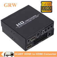 GRWIBEOU SCART or HDMI-compatible To HDMI-compatible Converter HD 1080P Video Audio Adapter For DVD Player / Set-top Box HDTV