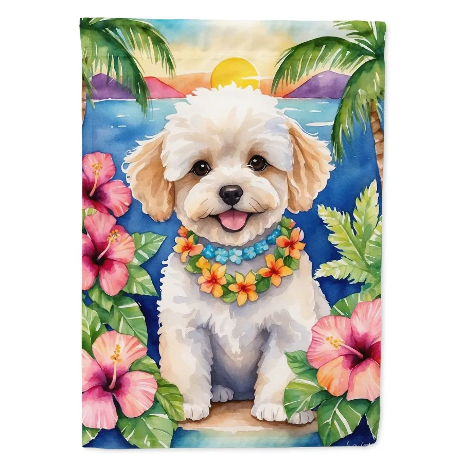 

Maltipoo Luau Garden Flag Mailbox Flag Drative Yard Flag Banner Outside Patio Artwork Yard Flower Beds Garden Size Multicolor
