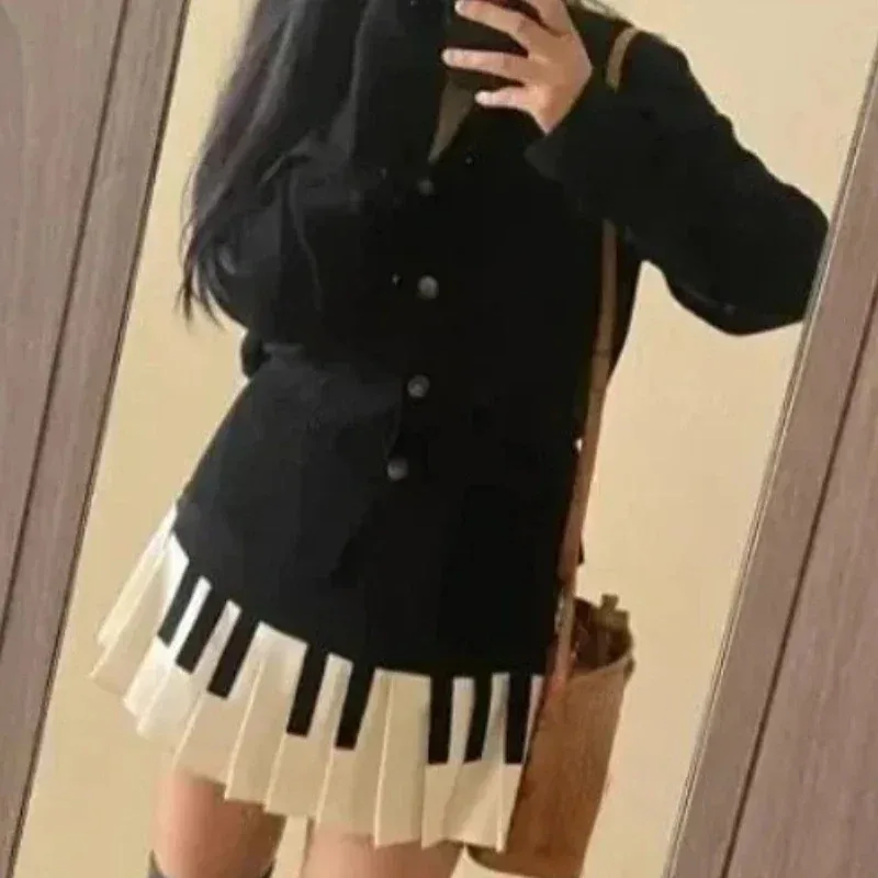 Schwarz Weiß Gespleißt Frauen Vintage Kurzen Rock Abend Party Y2k Schlank Design Harajuku Mini Rock Mode Chic Outfits 2025, Sommer