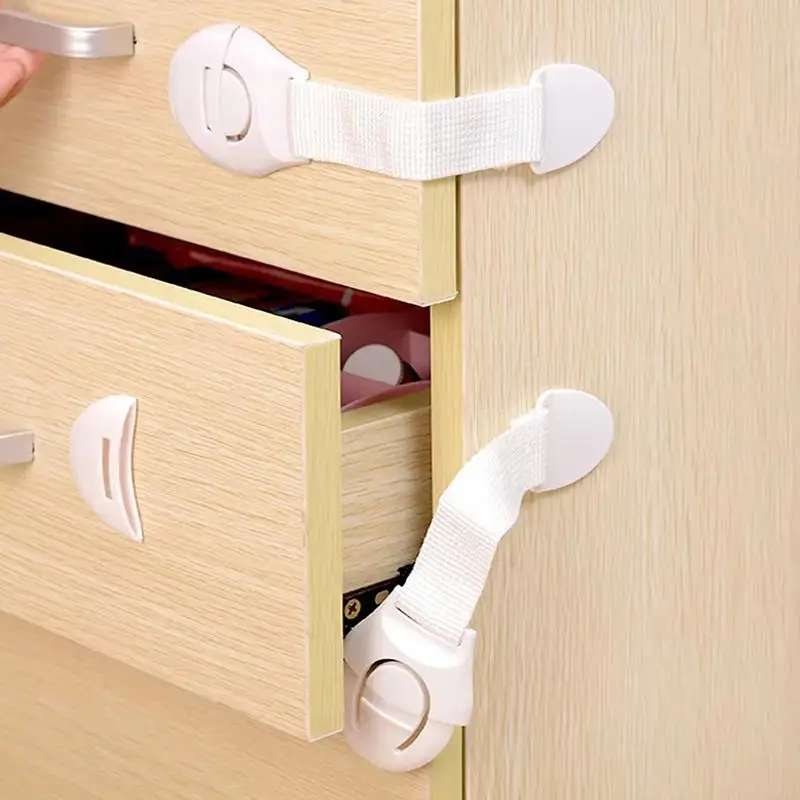 

5/10Pcs Baby Safety Latch Drawer Webbing Lock Multifunctional Protection Cloth Belt Cabinet Door Locks