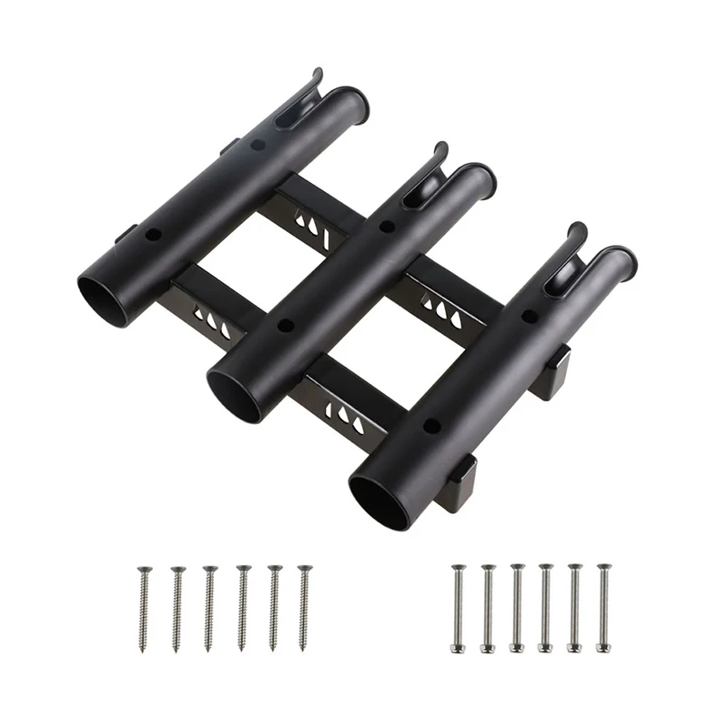 

White/black Fishing Rod Racks Holder With Slots Space-Saving 3 Tubes Link Mount Bracket For Saltwater Freshwater Fishing Tools