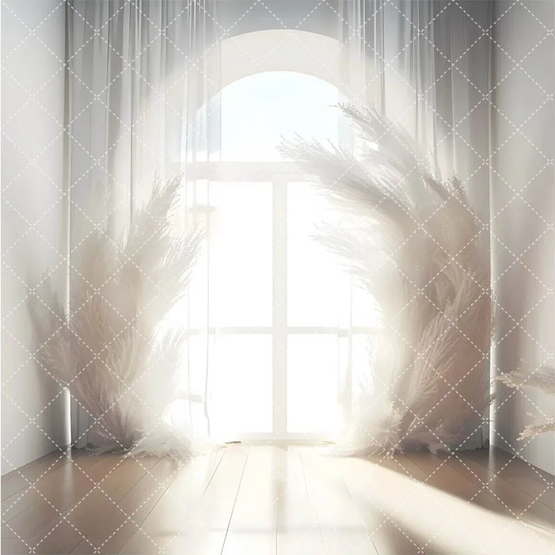 Фон для фотосъемки Mehofond, элегантные белые шторы для свадьбы, беременной девочки, дня рождения, пампасная трава, украшение, фон