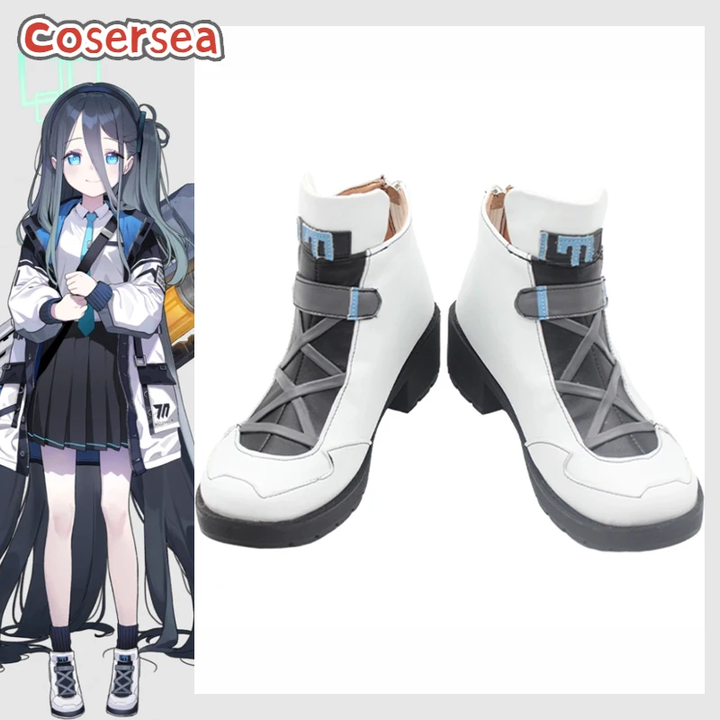 

Cosersea Tendou Arisu Cosplay Shoes Game Blue Archive Tendou Arisu Role Play Party Cos Gray PU Leather Flat Heel Cosplay Shoes