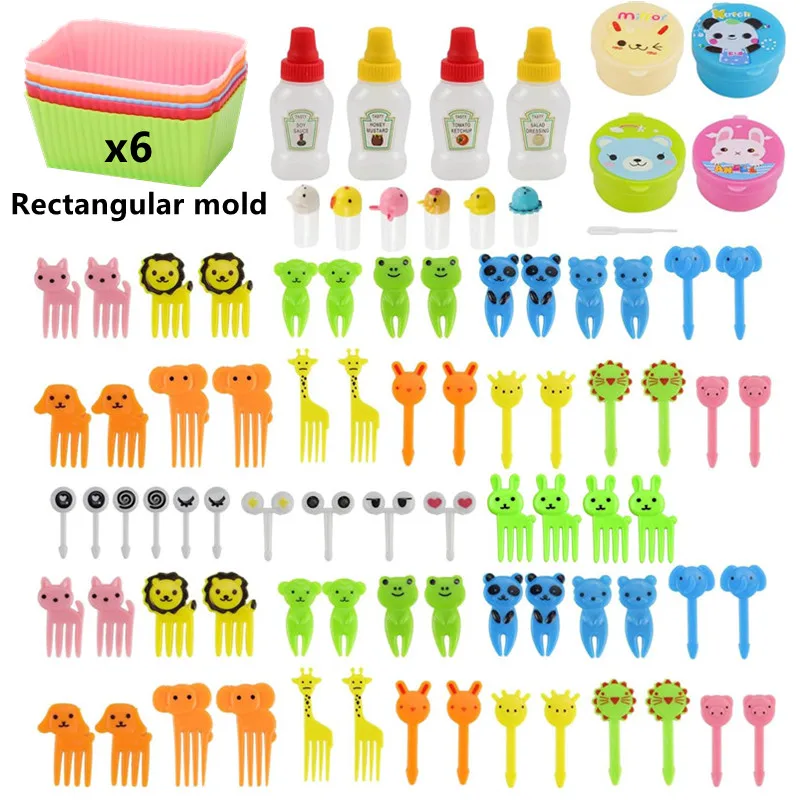

90pcs Mini Fruit Forks For Children Kids Cute Snack Food Picks Toothpicks Bento-Box Accessories Silicone Lunch Box Dividers