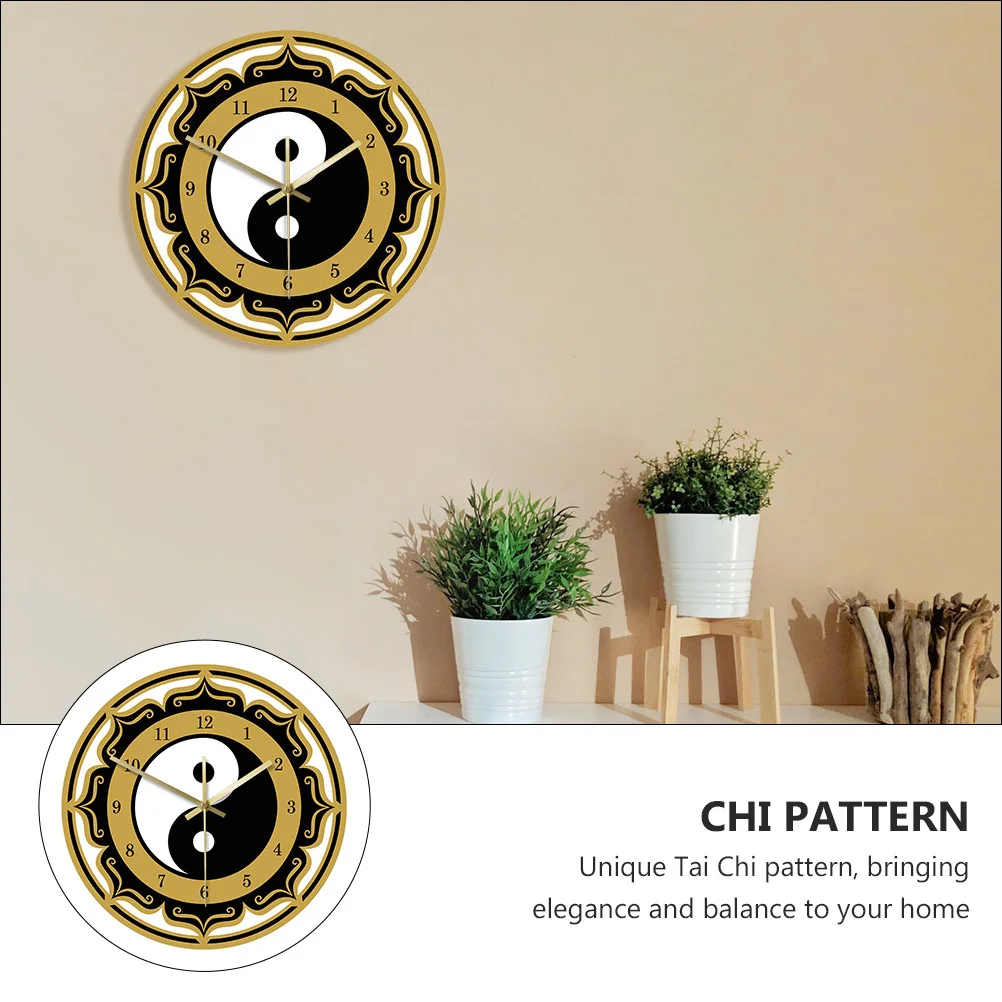 

Tai Chi Pattern Hanging Wall Clock Acrylic for Home Office School Decorative Ultra-Quiet Modern Round Operated