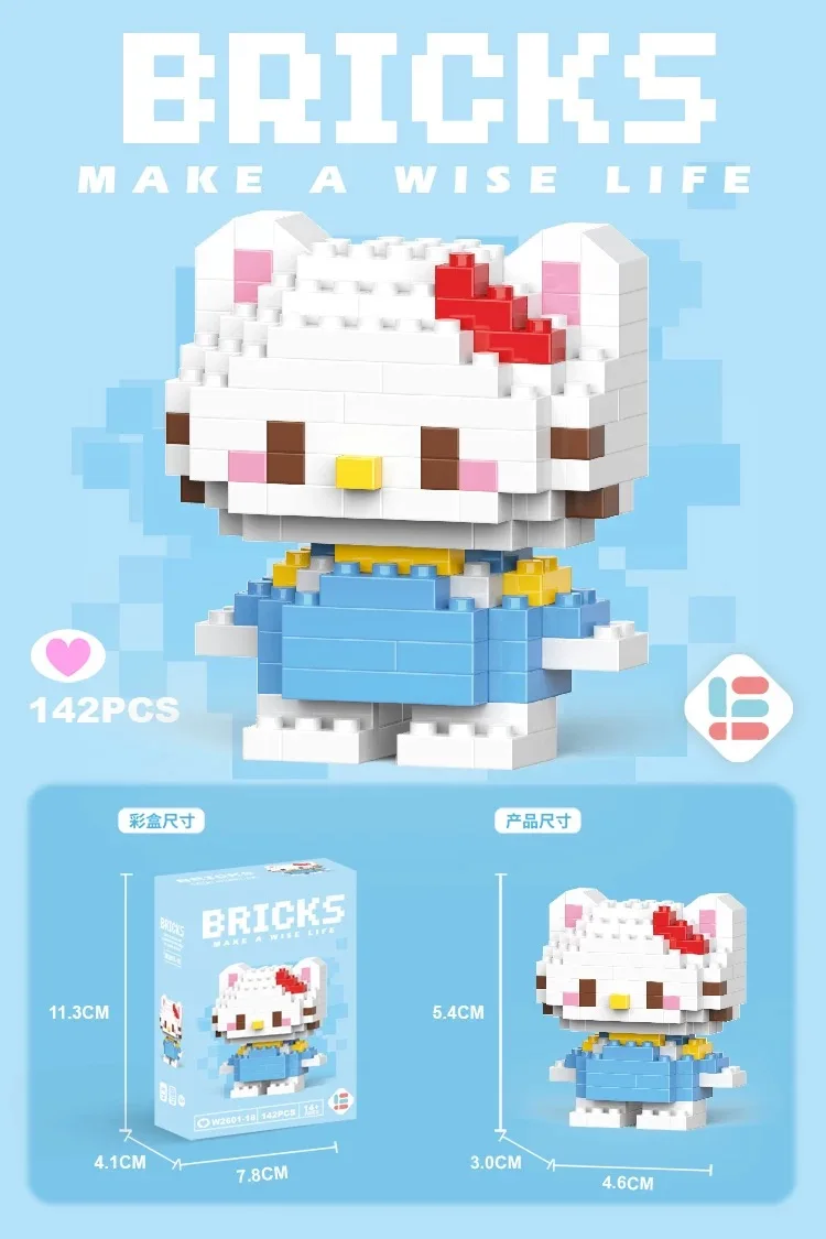 Sanrio Kulomi lalka z kreskówek dla dzieci puzzle klocki zabawki uczniowie nagroda prezent ruchoma figurka hurtownia Hello Kitty