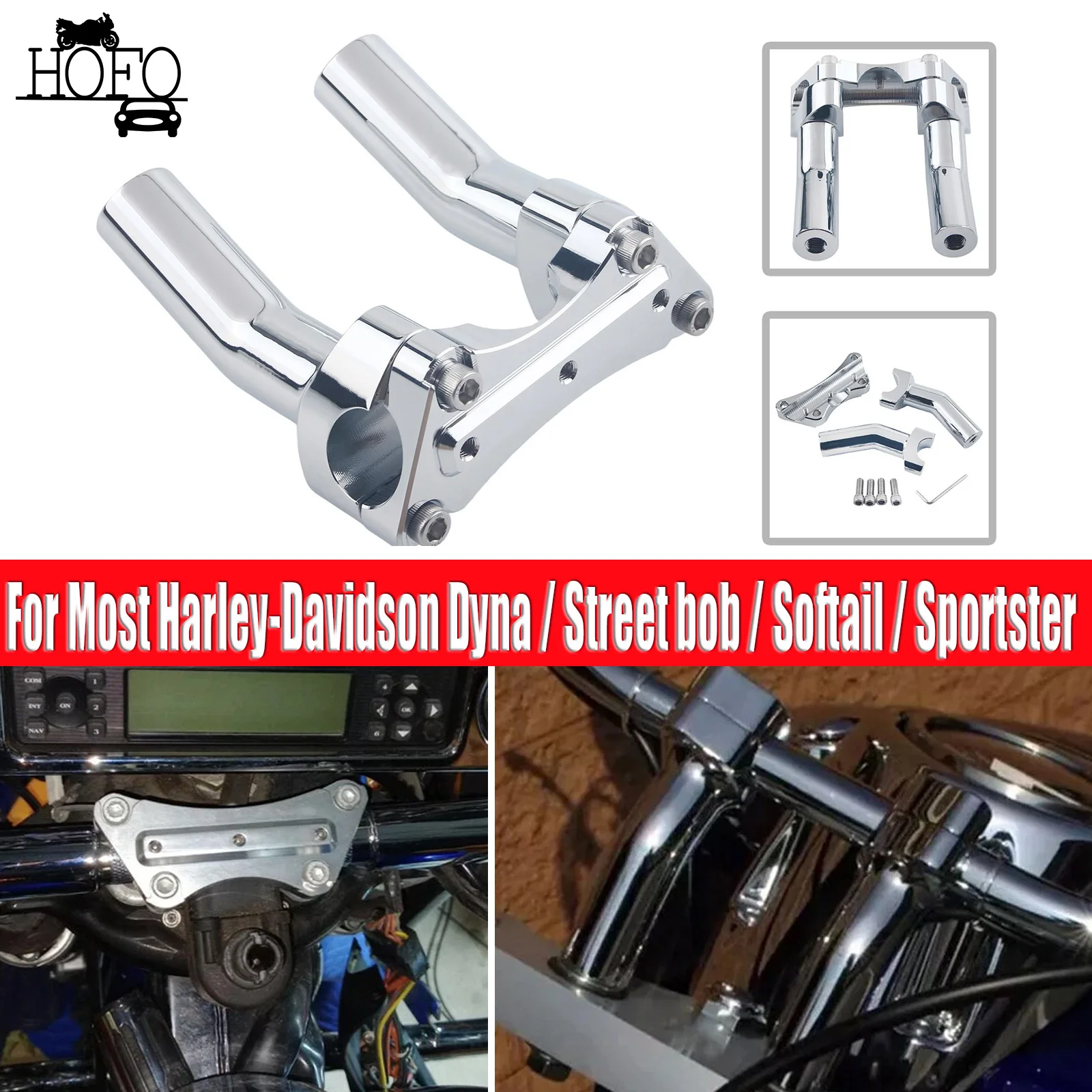 

For Most Harley-Davidson Dyna / Street bob / Softail / Sportster 4" Handlebar Riser Top Clamp
