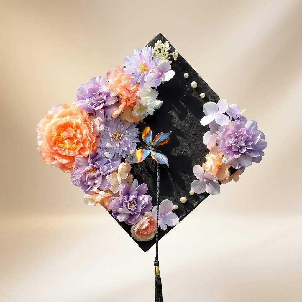 

Graduation Cap with Tassel Polyester Square Top Hat for Adult Ceremony Photo Party Decoration