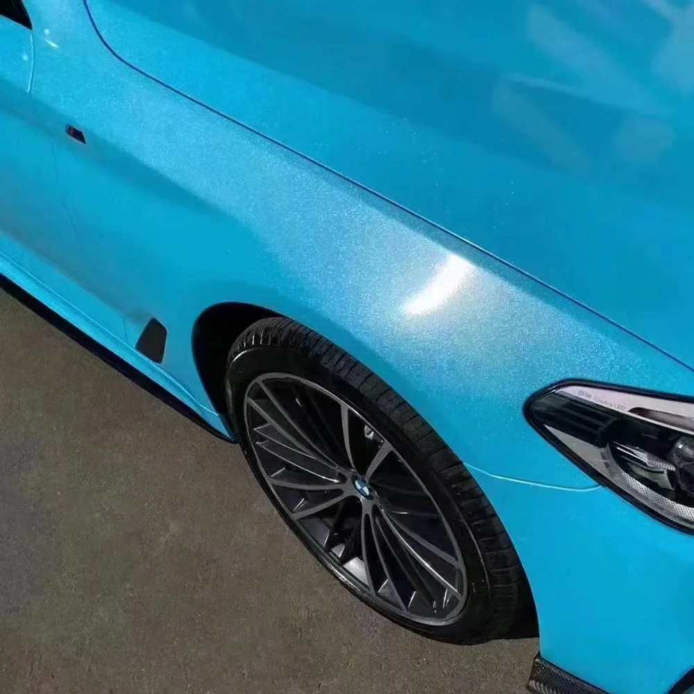 Wrapmaster 5M/10M/18M Vehicle Vinyl Wrap Supplies Gloss Sparkle Sky Blue Unique Auto Wrap For Sale