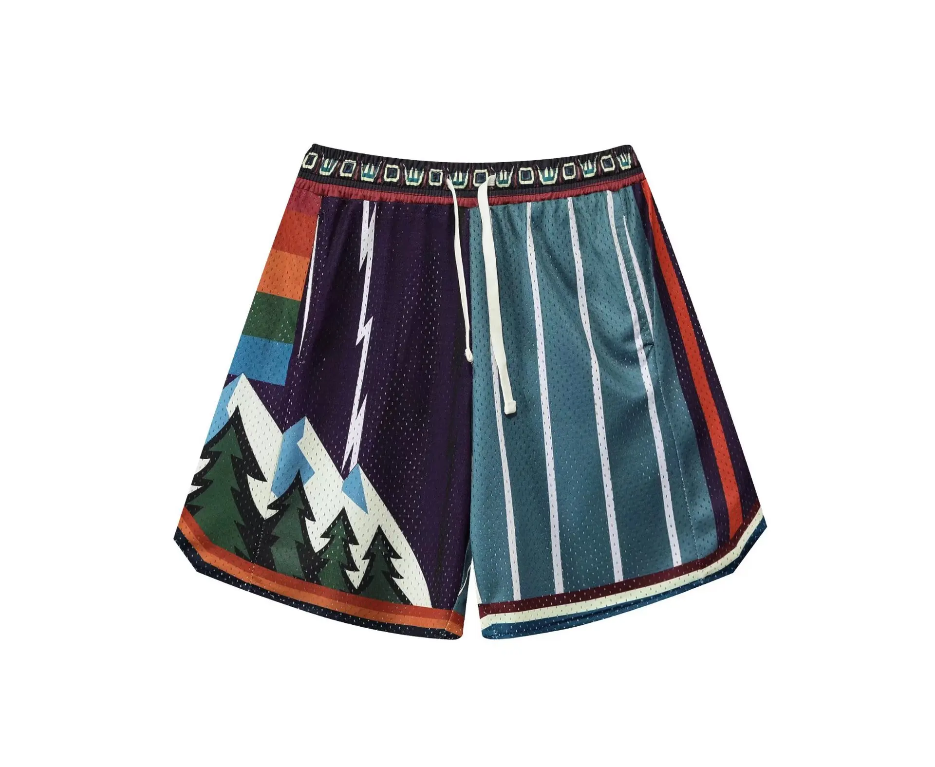 New Summer Cartoon graffiti leisure style Mesh Short Classic Floral Printed Gym Shorts Men\'s Gym Basketball Sports Beach Shorts