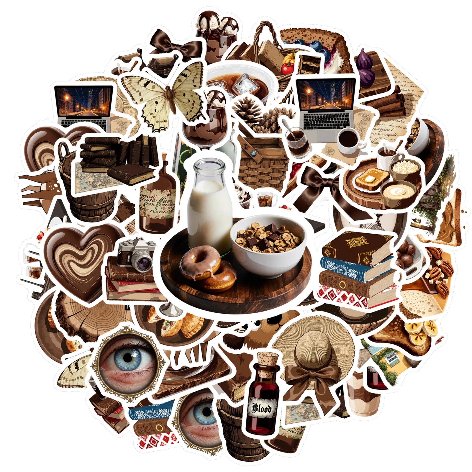 35pcs-50pcs Retro Books Stickers Realistic Nature DIY Stickers Funny Stickers For Laptop Luggage Scrapbook Diary Sticker