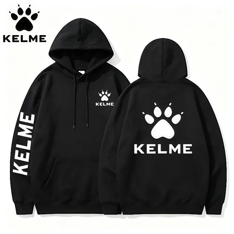 KELME Unisex Casual Pullover Hoodie Einfarbiger Sweatshirt Fleece Weich Kängurutasche Kordelzug Streetwear Locker Sitzendes Oberteil – Detail 9