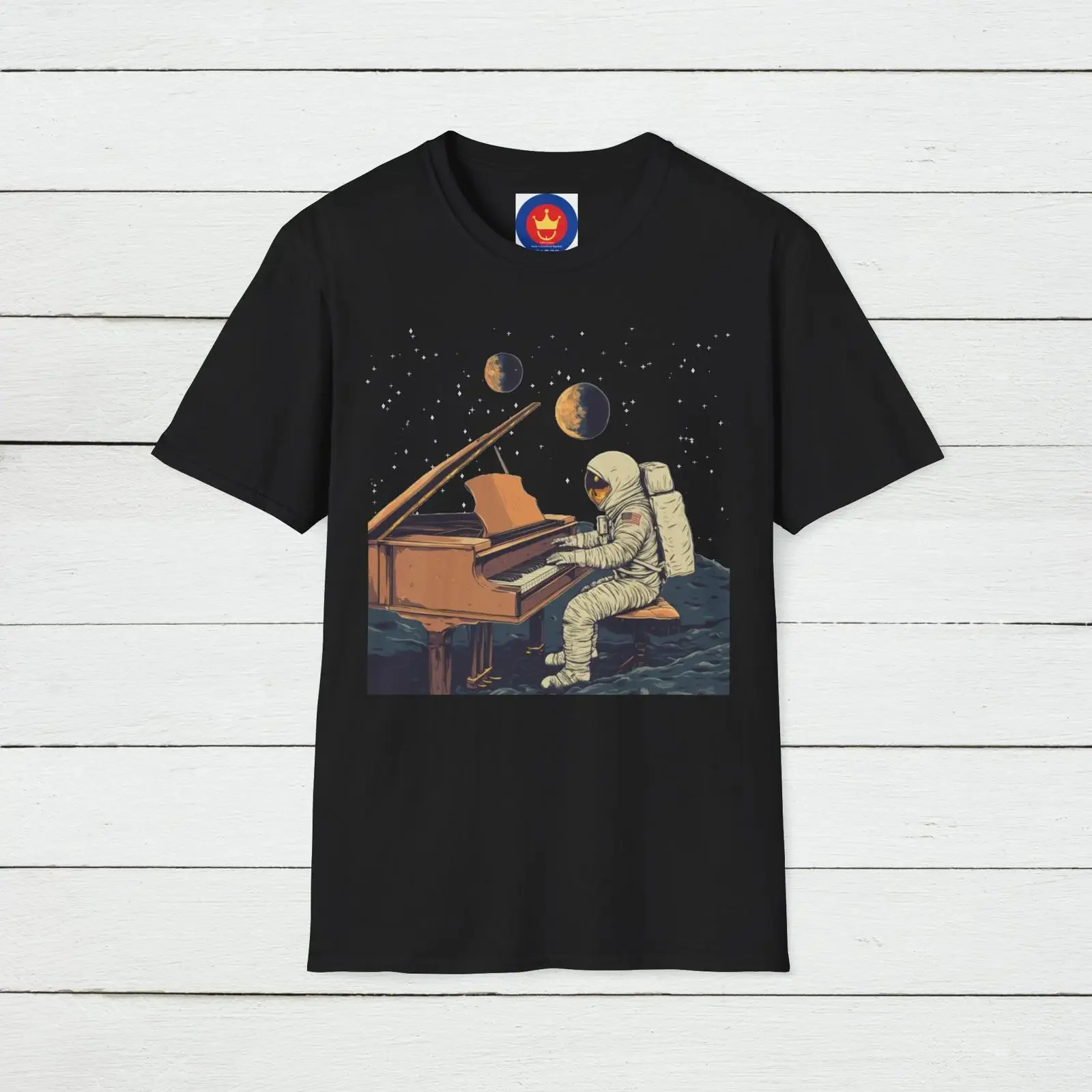 Astronaut Piano Player T Shirt Funny Space Musician  vintage Washed Unisex fashion Stretched homme Versatile Stylish Casual