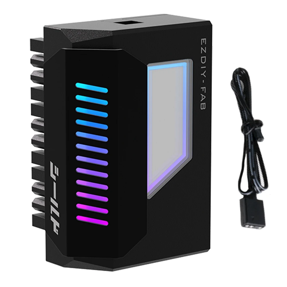 Adaptateur de Prise d'Alimentation ATX 24 Broches vers 180, Résistant, avec Miroir Extron, Lumière ARGB, Femelle vers Mâle, Angle 24 Broches