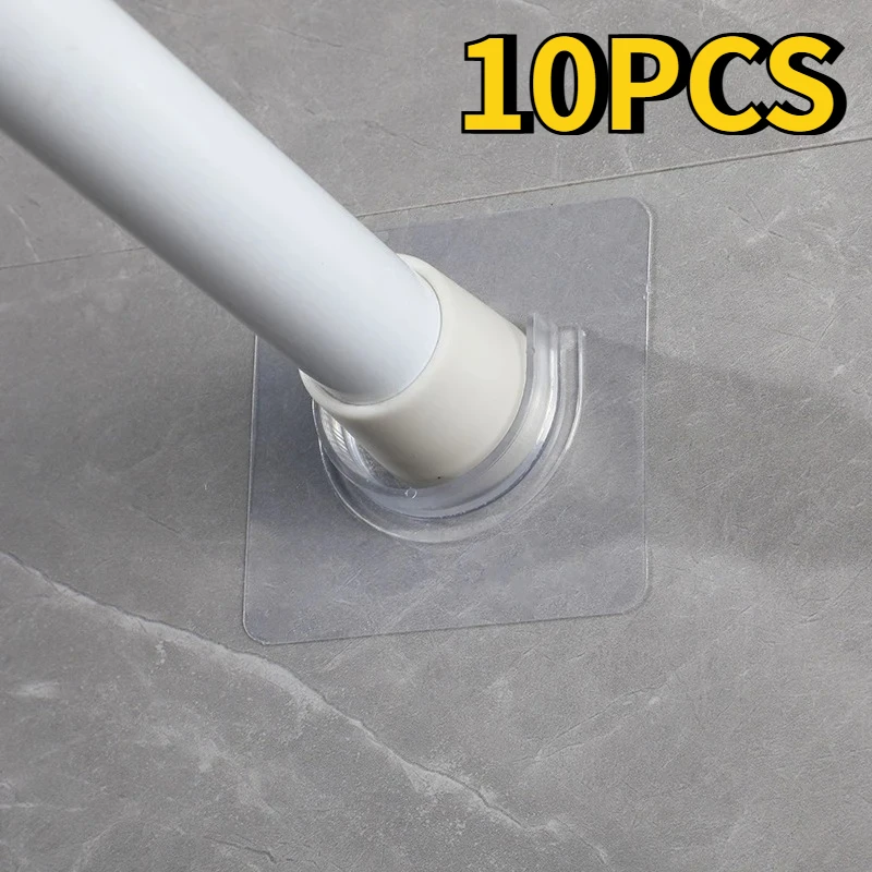 2-10pcs Premium Telescopic Rod Bracket Strong Adhesive Shower Curtain Rod Holder Wall Mount Space-Saving for Bathroom Wardrobe