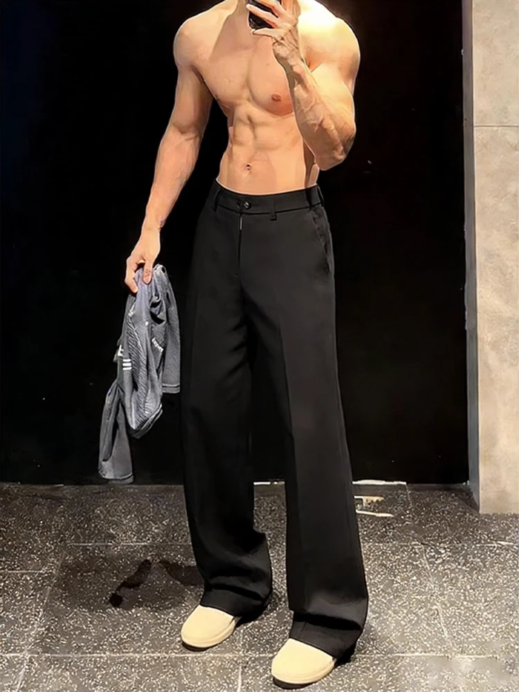 

Bla Straight Leg Men's Fitn Pants Lift Waist Slimming Naples Suit Casual Pants Cleanfit Faionable Urban Sle Teenager