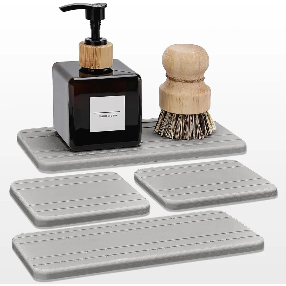 

набор из 4-х диатомитовых мыльников, держателей для губок для кухни и ванной комнаты, водопоглощающий каменный поднос для раковины, ванны, туалетный столик (светлый)