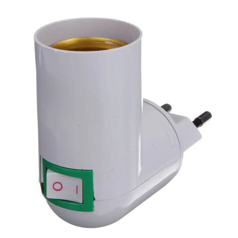 New PP To E27 Base Light Bulb Lamp Holder Splitter Screw Converter Socket Adapter E27 Bulb with On/Off Switch