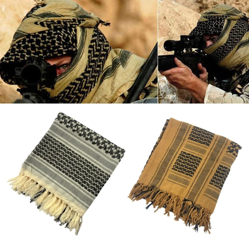 Versatile Headwrap Shemagh Scarf for Muslims Arab Keffiyeh Headscarf for Arabian Dubai Military Desert Neck Wrap Scarf