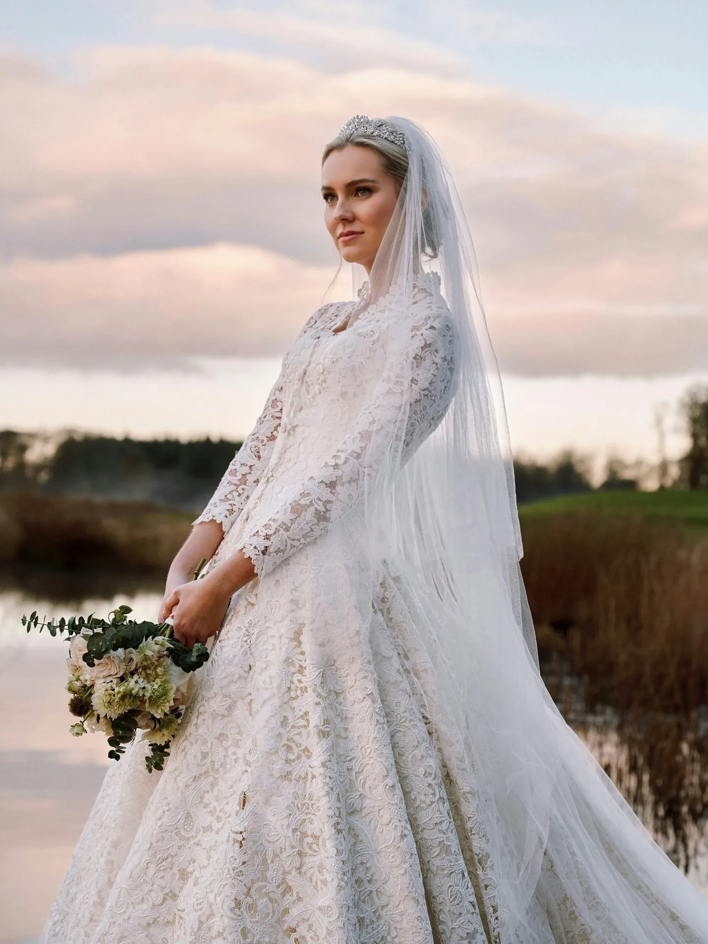 Vestido De Novia Encaje A line Wedding Dresses Vestidos Con Mangas Civil Sencillo Y Elegante White Dress Vintage Alta Costura