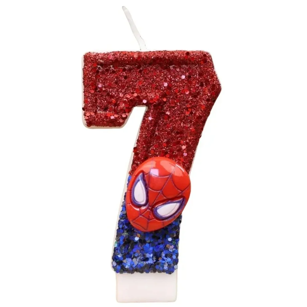 1 Stück Spider Man Geburtstagskerzen Anime Cartoon Avenger Superheld Spidermans Glänzende Zahlenkerzen Geburtstagsdekorationen
