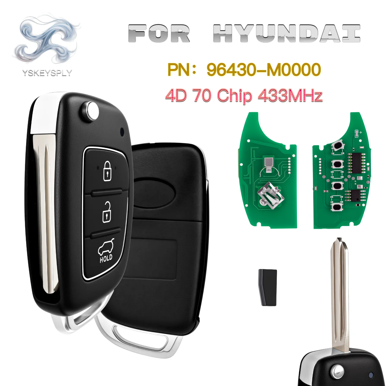 For Hyundai Creta 2016 Smart Key Remote 4D 70 Chip 433MHz 95430-M0000 3-Button