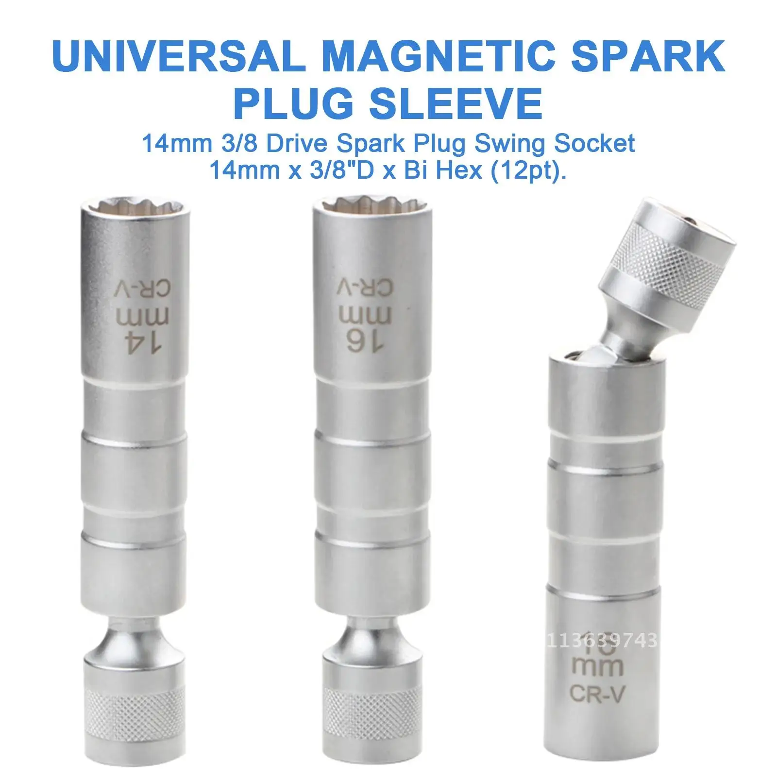 Magnetic Swivel Spark Plug Socket Thin Wall 14/16MM - 3/8-Inch Drive 12-Point Spark Plug Socket Removal Tool - Swivel Extens