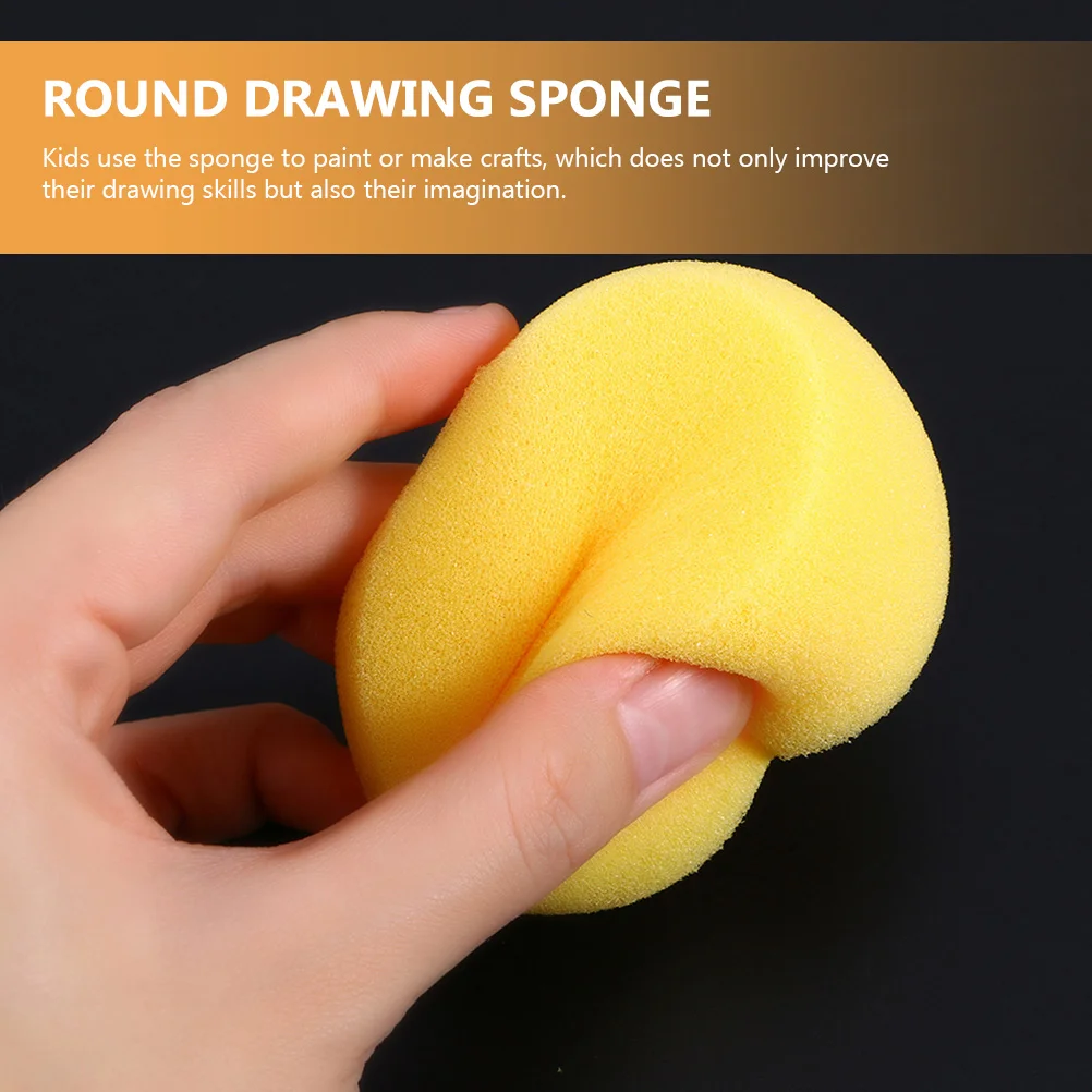 8 Pcs Yellow Round Cake Sponge Portable Painting Kindergarten Artist Watercolor Handicraft DIY Sponges