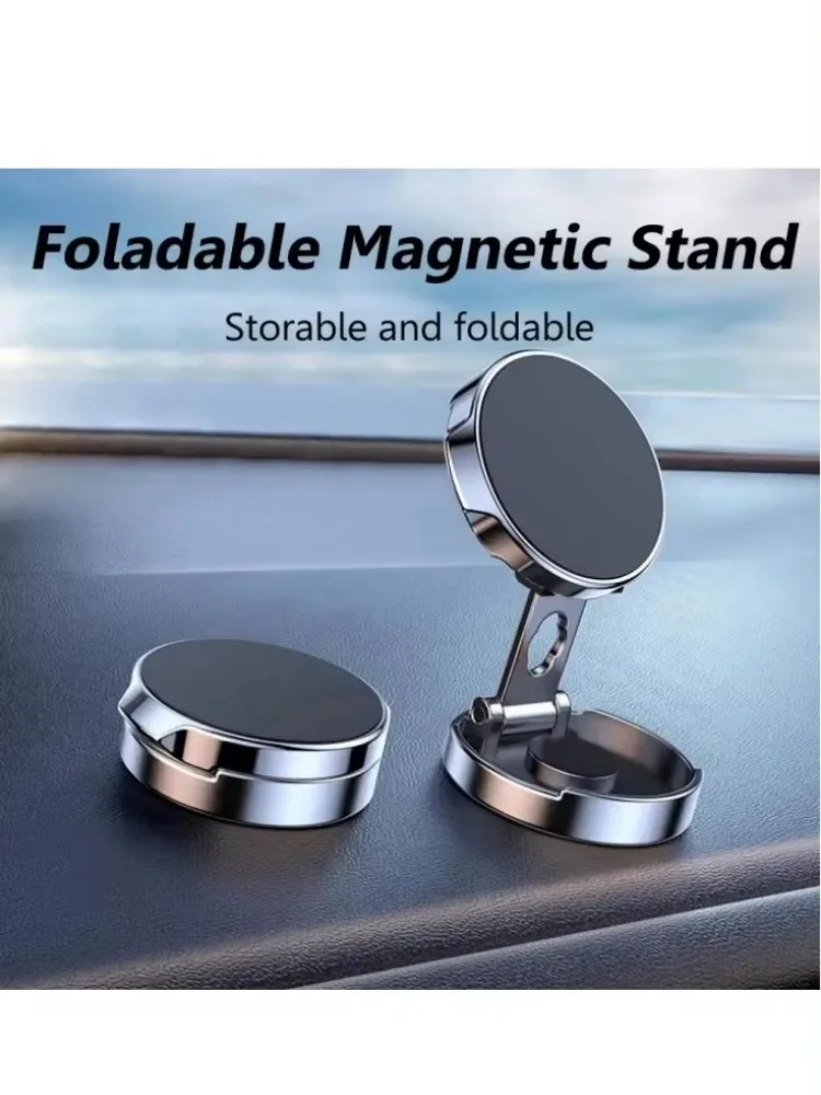 Support de téléphone portable magnétique puissant 720 ° Support rond pliable pour voiture, Support pour téléphones universels