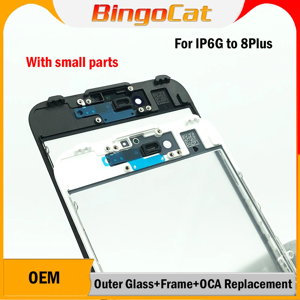 

Novecel 6pc1:1 Similar OEM Outer Glass+Frame Bezel+OCA Film For iPhone 8 7 6 6s Plus 7P 8P LCD Screen Cracked Glass Repair Part
