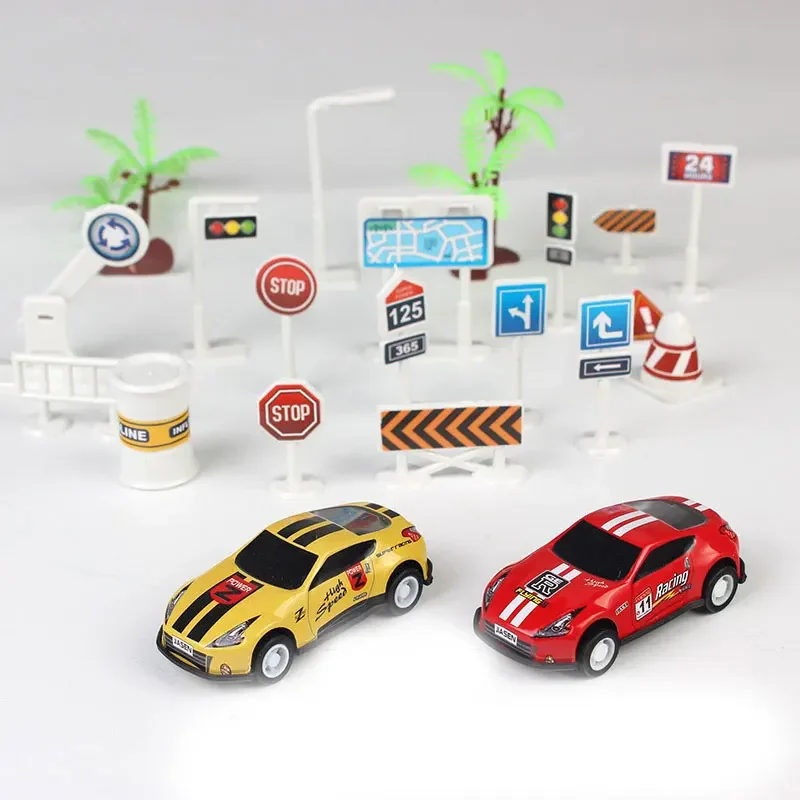 19PCS/SET 1/64 Road Model Scene RoadBlock Toys For Mini RC Car Track Decoration